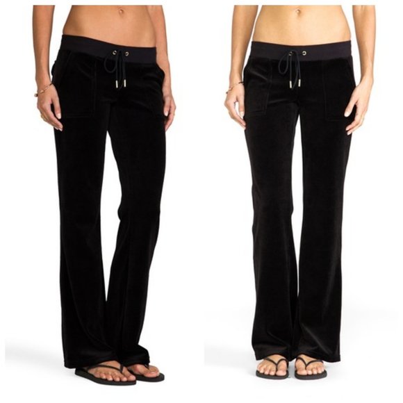 Juicy Couture Pants - JUICY COUTURE Black Velour Y2K Joggers